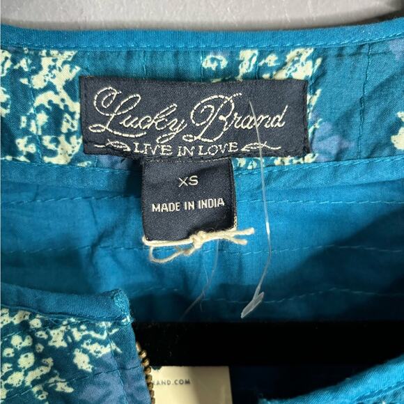 Lucky Brand Blue Print Zippered Quilted Lightweight Zipper Front Jacket Sz XS - Picture 5 of 7